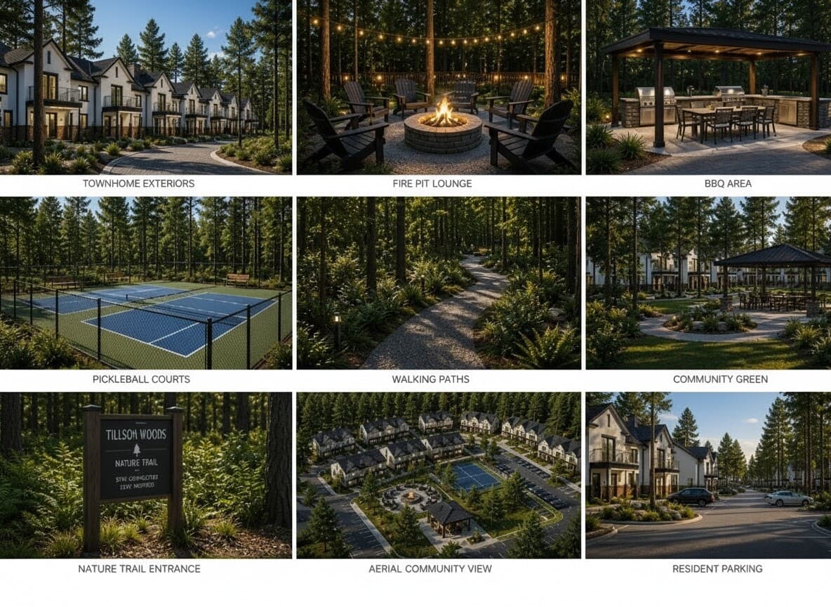 Amenity grid concept for Tillson Woods outdoor spaces.