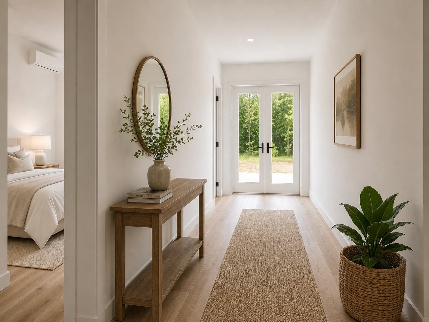 Entry hallway concept with neutral staging.