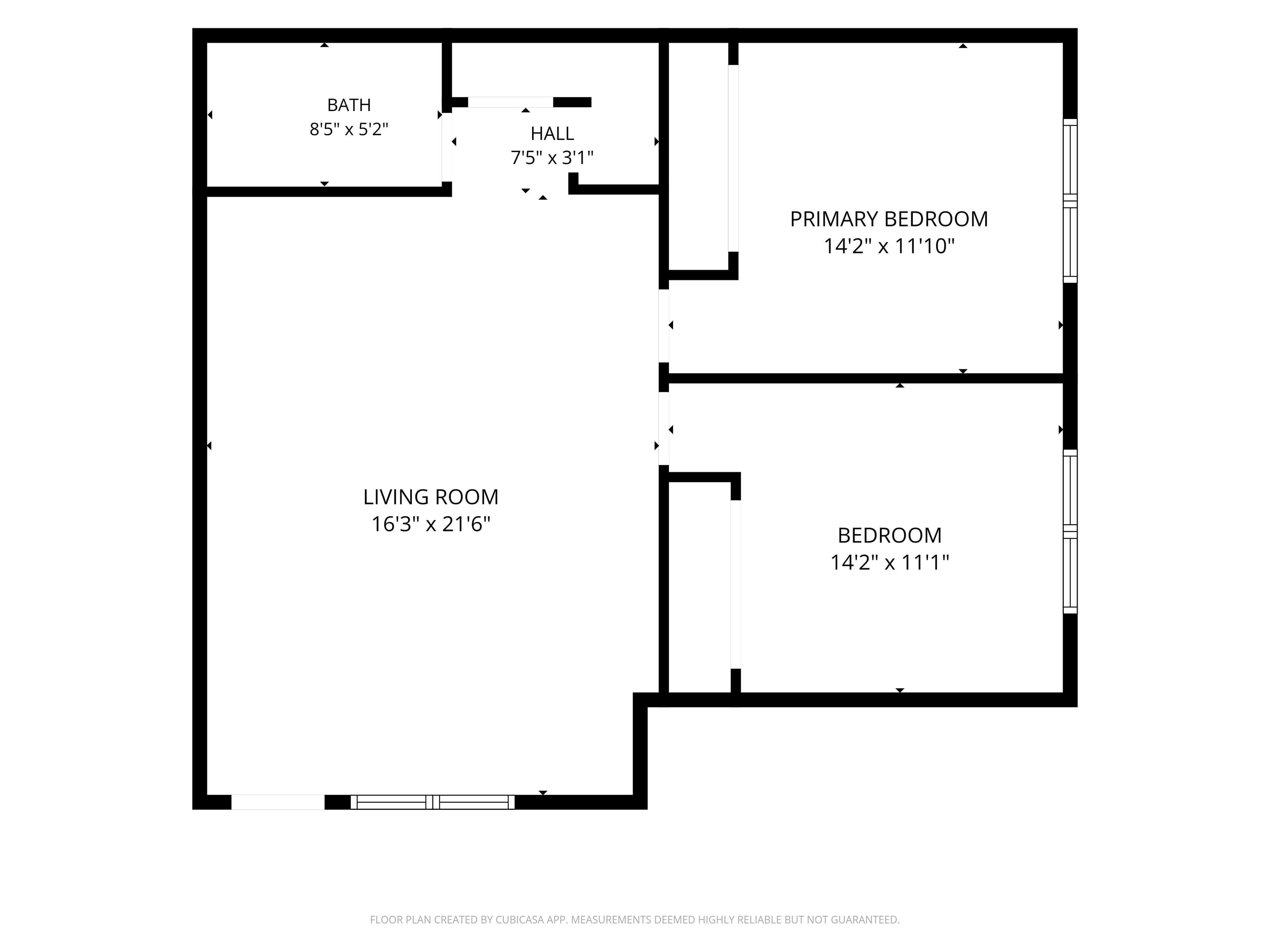 Two-bedroom floor plan preview at Tillson Woods.