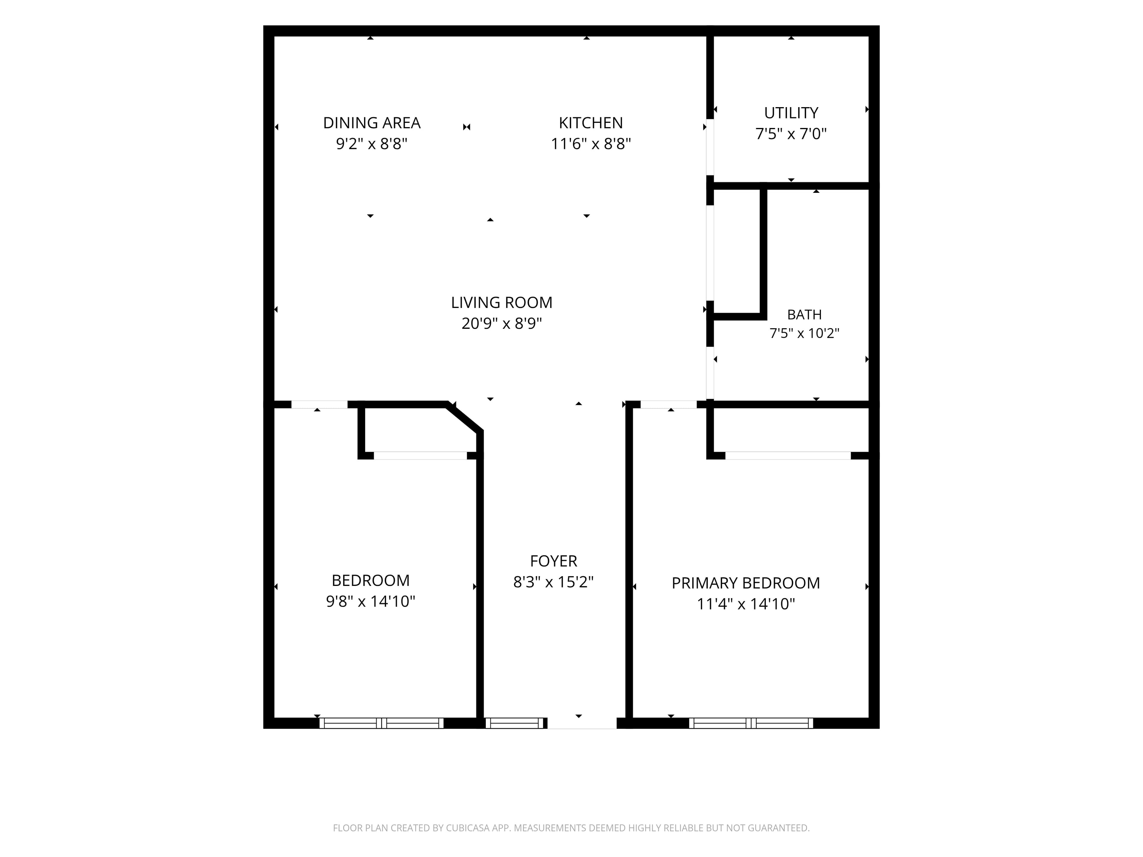 Two-bedroom floor plan preview at Tillson Woods.
